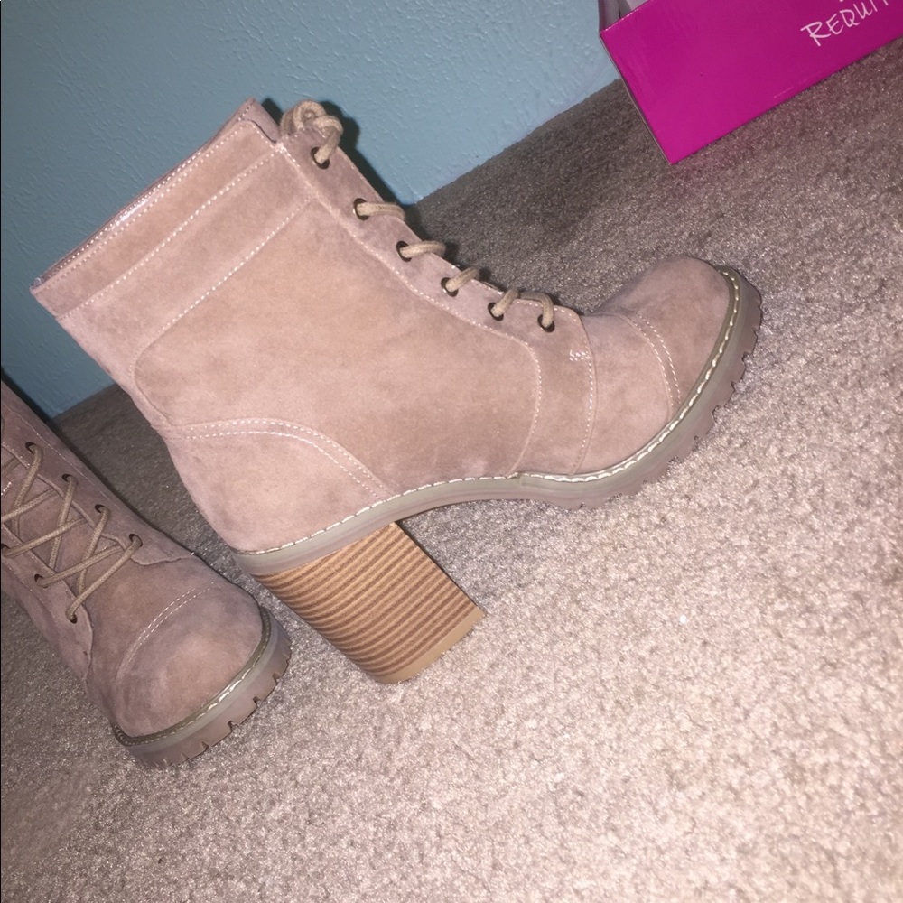 Tan bootie wedges. Never worn. - Picture 2 of 2